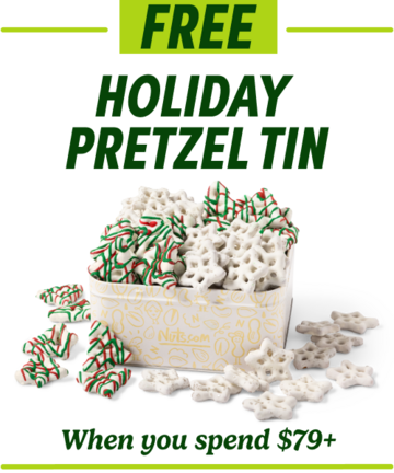 free holiday pretzel tin when you spend $79