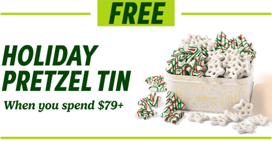 free holiday pretzel tin when you spend $79