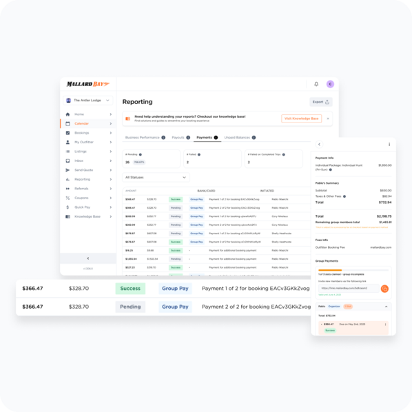 Pending and Completed Payments