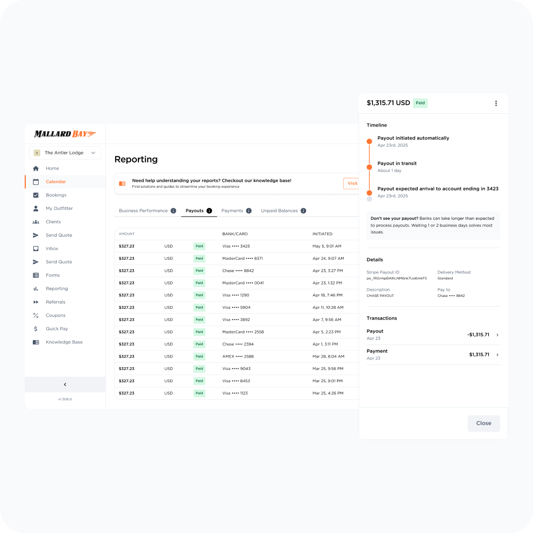 Payout Reports with Trip Breakdown