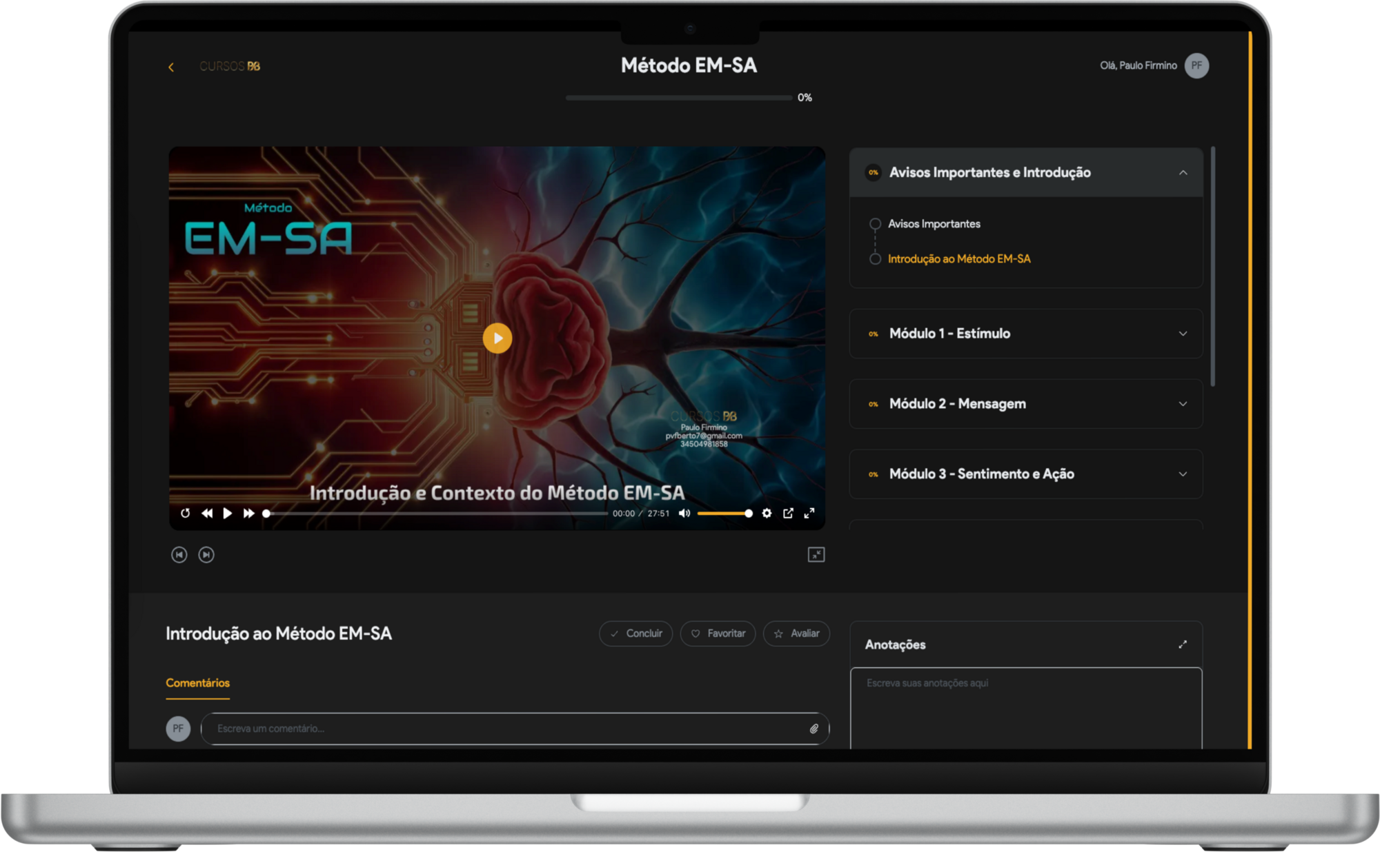 [Mockup da plataforma do curso com design moderno]