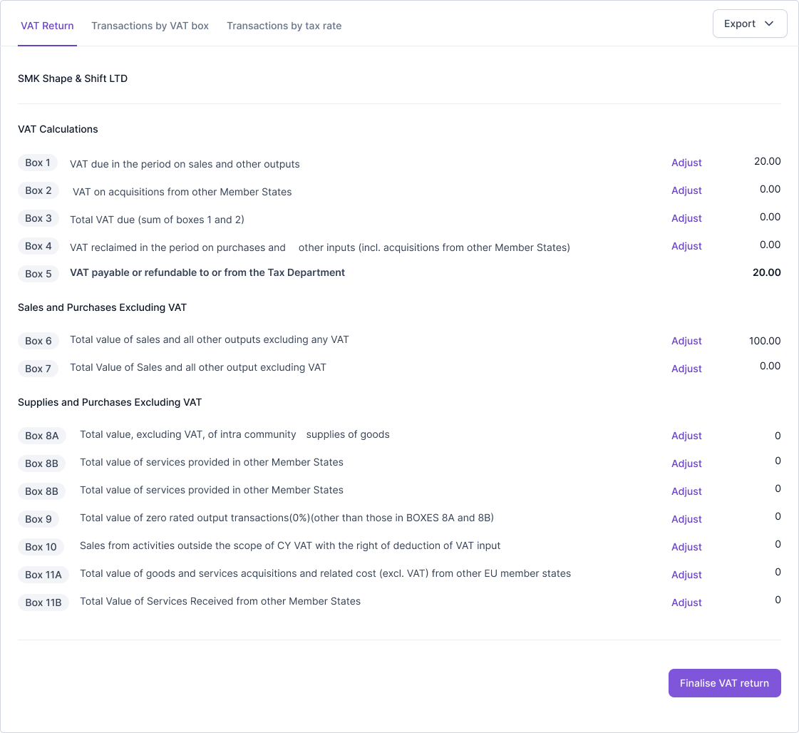 Overview of the VAT return in Cybooks