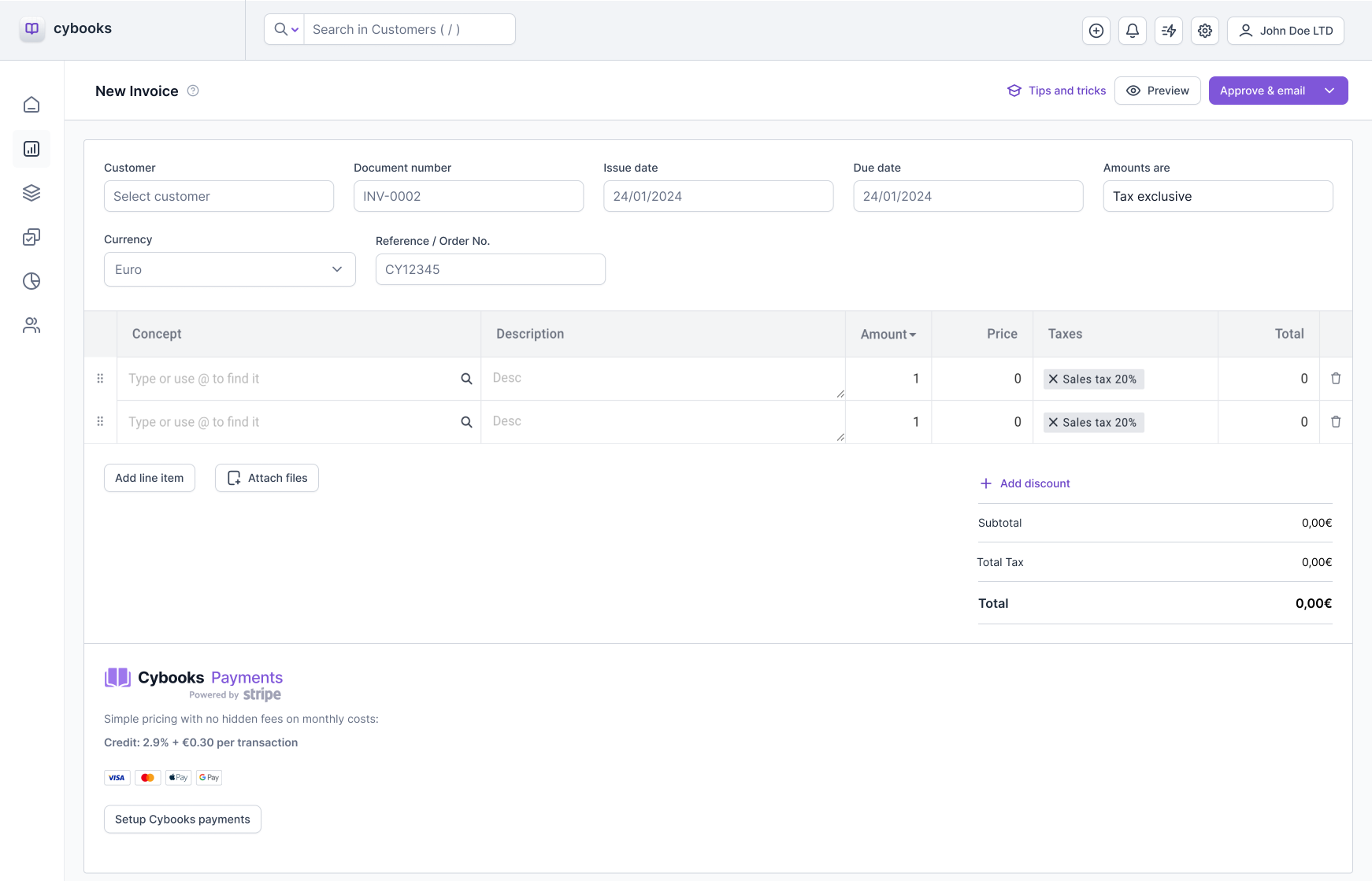 Image of Cybooks invoice view