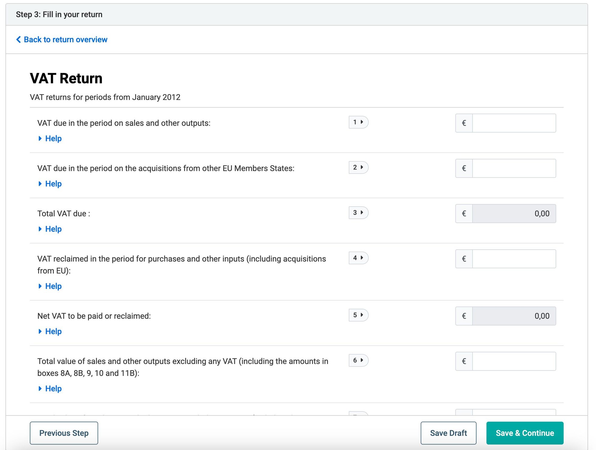 Overview about the VAT return within the tax for all portal