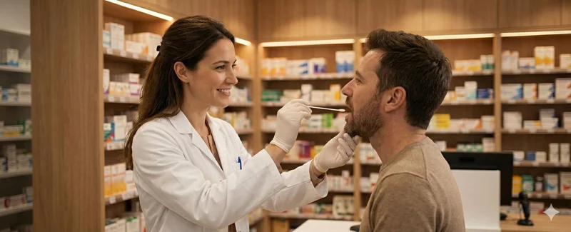 Pharmacienne en consultation à la pharmacie