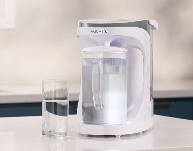 AquaTru carafe on counter