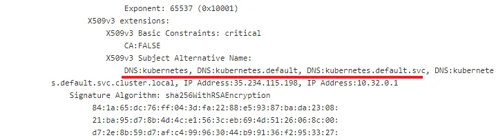 Kubernetes artifacts in public SSL certificates