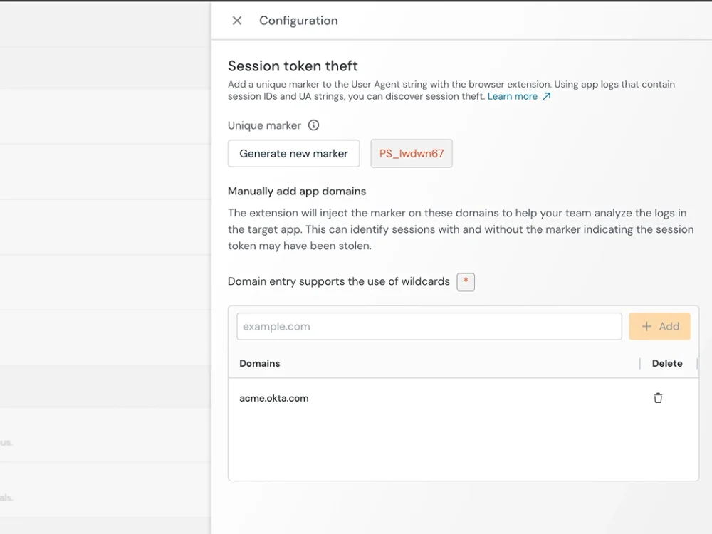 Push Security dashboard showing tagged browser sessions and an alert detecting stolen session token replay indicative of a session hijacking attempt.