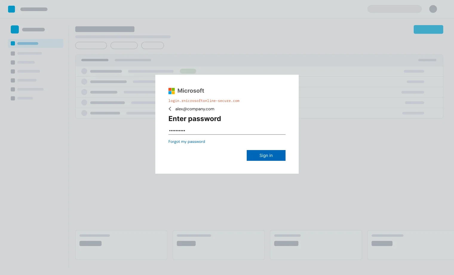 Mockup of AiTM phishing technique