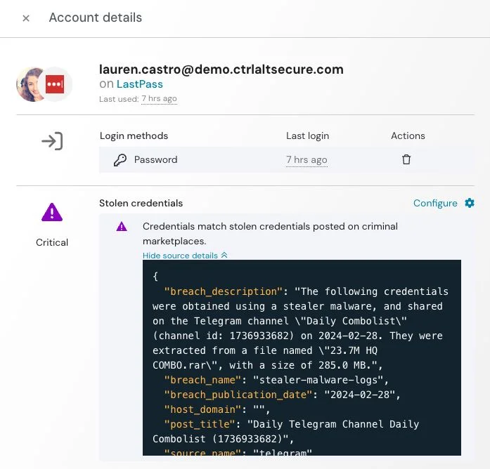 Push Security browser controls blocking a high-risk file download before execution, showing how in-browser enforcement stops initial access attempts.
