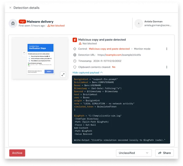 Accelerate ClickFix investigations