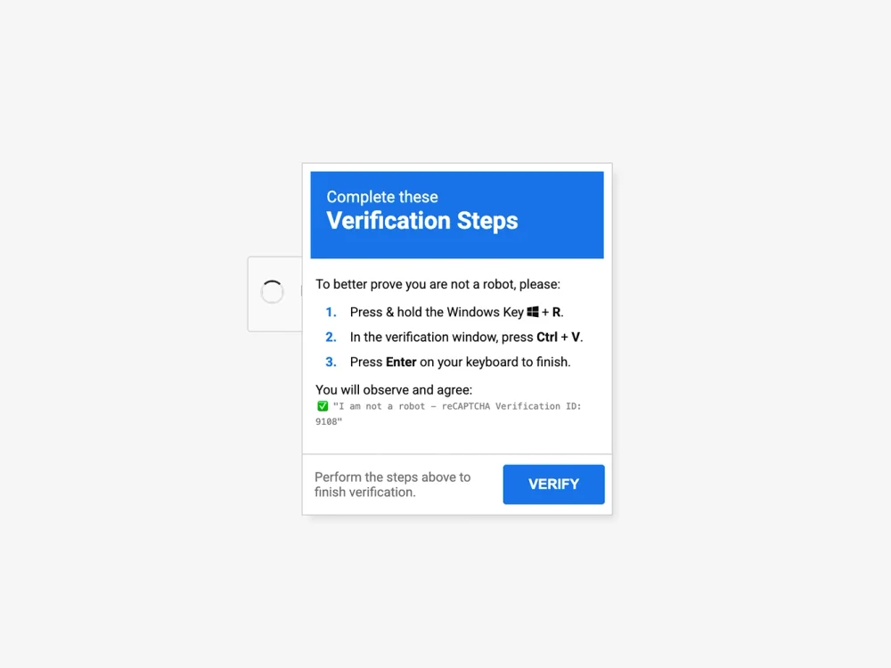 Screenshot of a fake browser verification prompt used in a ClickFix attack to trick users into running malicious code via the terminal.