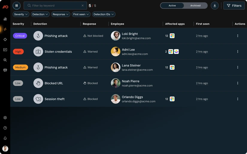Browser detection table