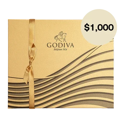 GODIVA Gift Card (Total Value $1,000)