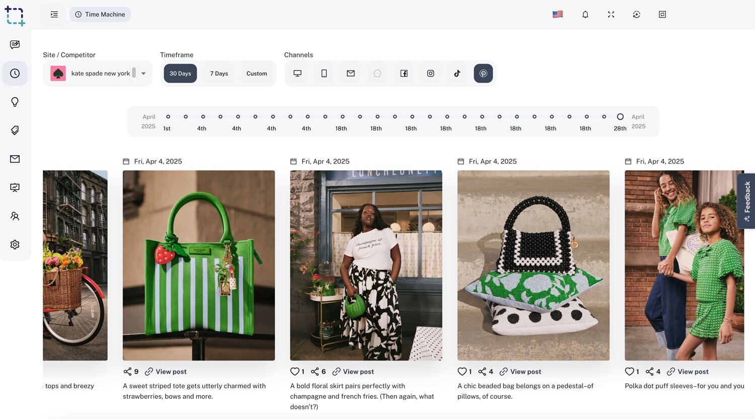 Browse competitor Pinterest campaigns in Time Machine