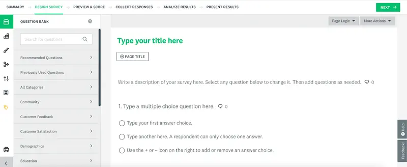 customer satisfaction tools listicle: SurveyMonkey survey builder