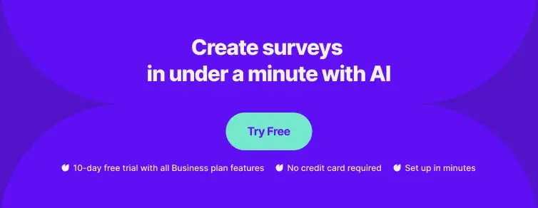 a banner that promotes using Survicate