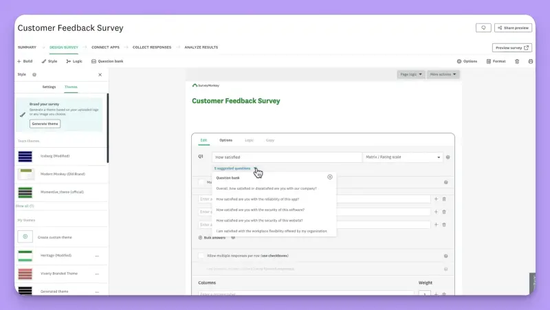 SurveyMonkey dashboard