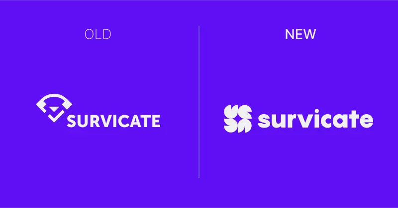 An image of the old Survicate logo and the new Survicate logo