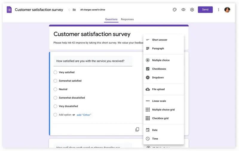 Google Forms is a free survey maker.