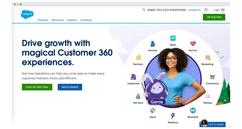 Salesforce homepage.