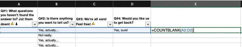 excel sheet countblank