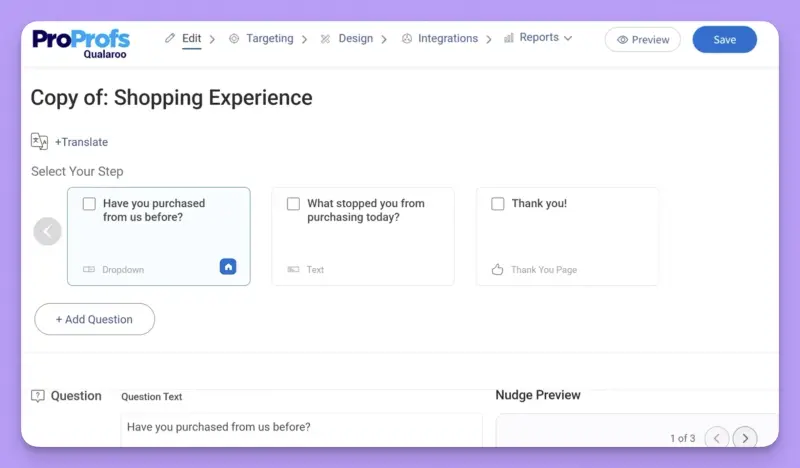 Qualaroo dashboard