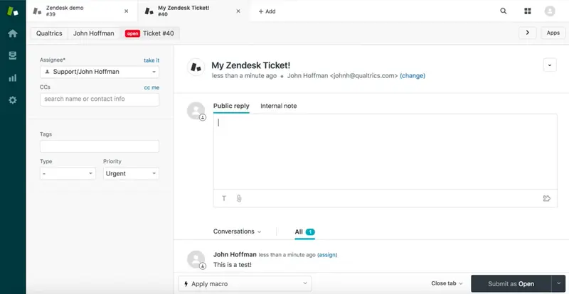 Updating a Zendesk ticket based on survey responses in Qualtrics.