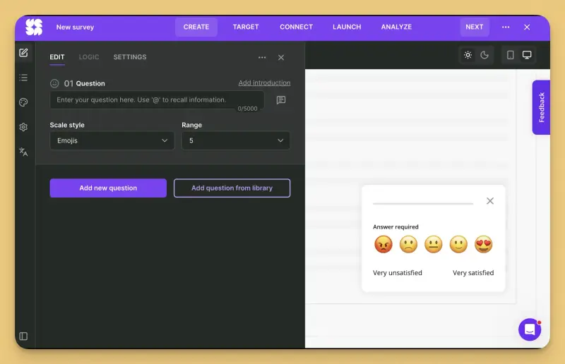 Survicate dashboard
