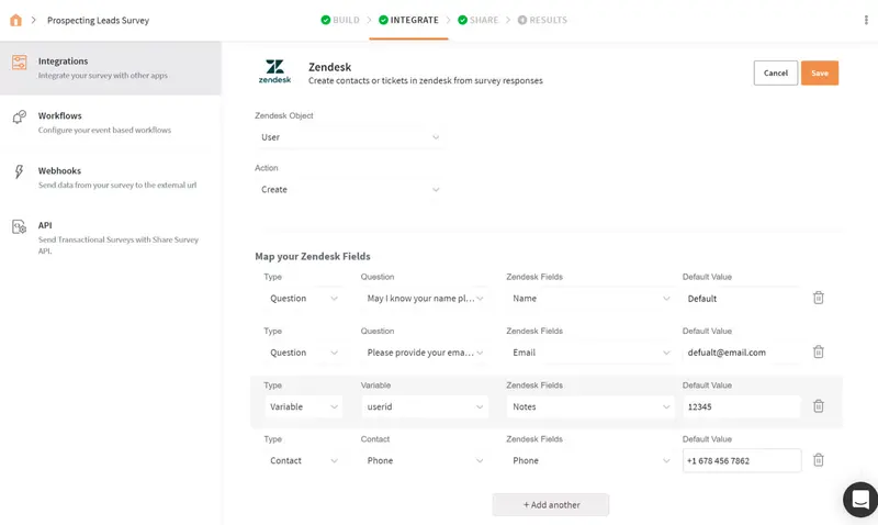 SurveySparrow integration with Zendesk.