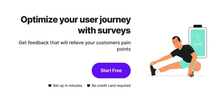 a banner that enourages to optimize user journey with surveys