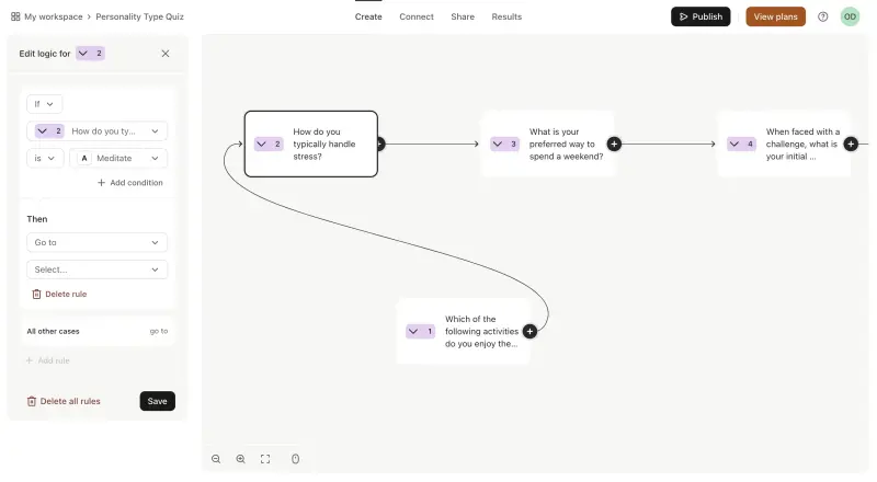 Setting up logic in Typeform.