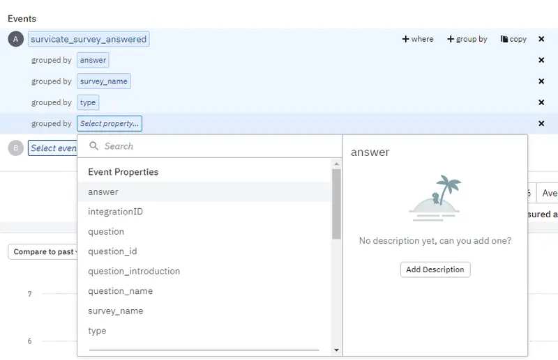 Survicate integration with Amplitude to show how mobile app surveys can be analyzed within Amplitude