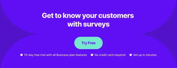 a banner that promotes etting to know your customers with surveys