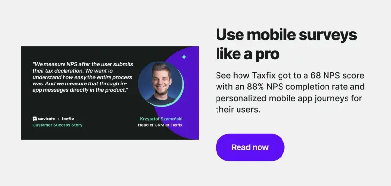 Mobile app survey experience, Taxfix x Survicate customer story