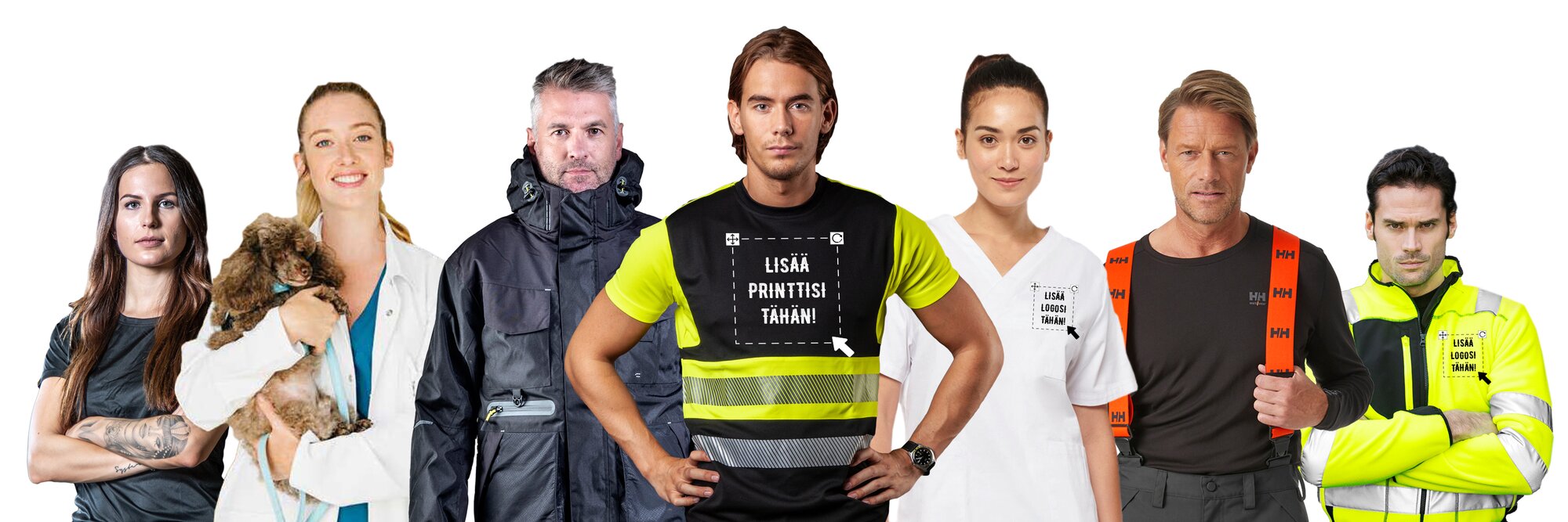 Työvaatteet, paidat ja hupparit omalla painatuksella eri ammattiryhmille – Printtivaate