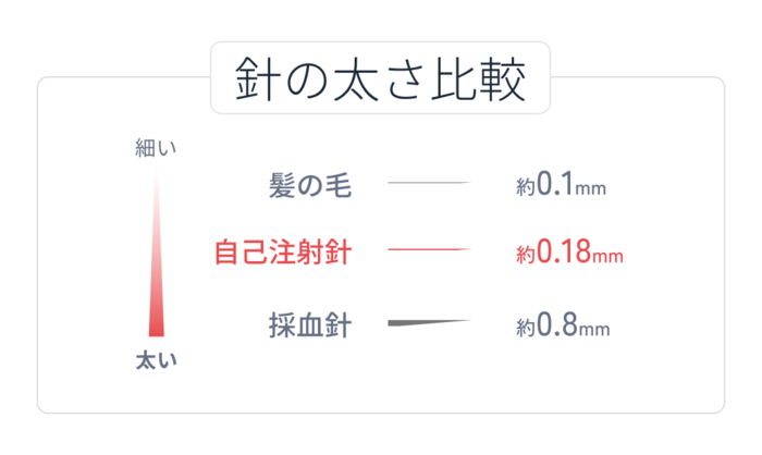 針の太さを比較する画像