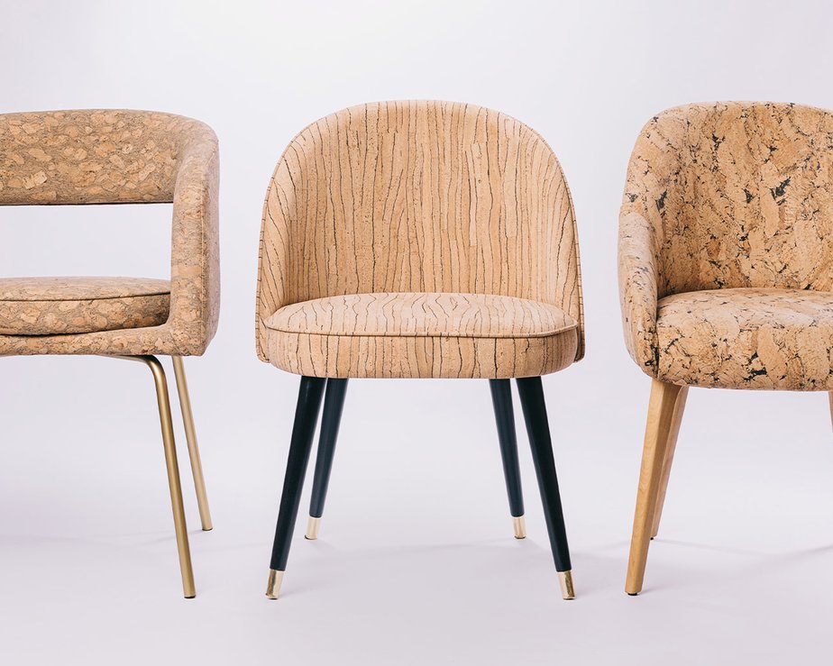 Three cork leather chairs