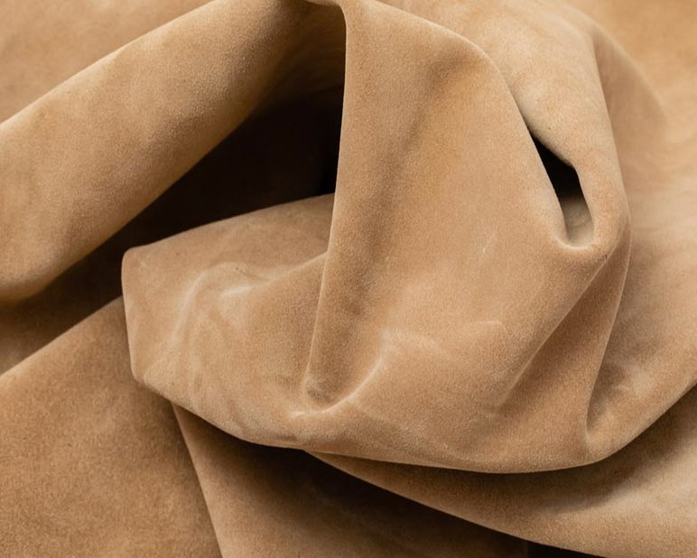 Sheet of light brown velvety nubuck leather