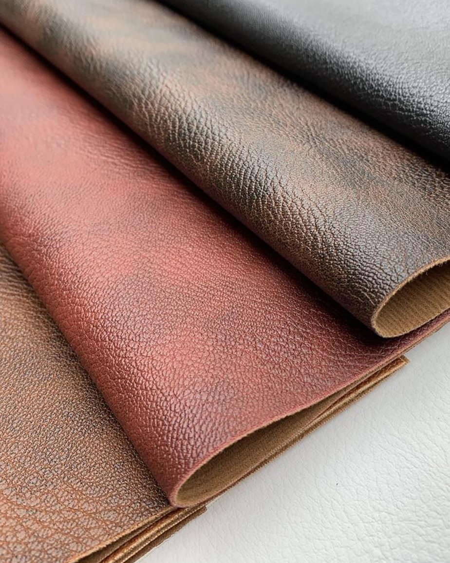 Multiple rolled sheets of polyurethane leather 