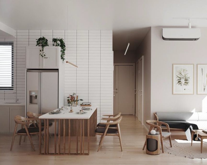 Kitchen highlighting Scandinavian minimalist interior design