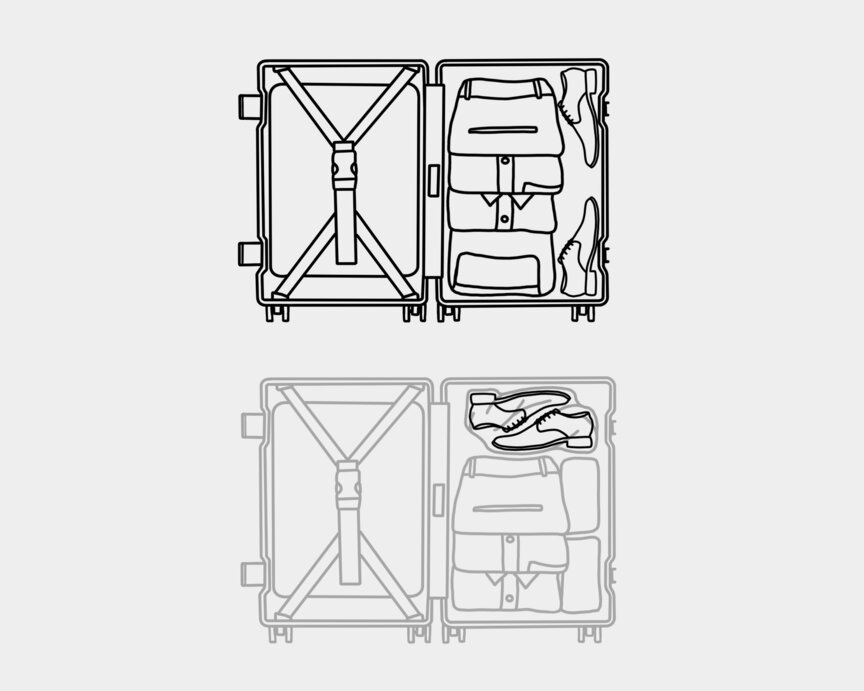 Illustration showing two methods for packing shoes in a suitcase