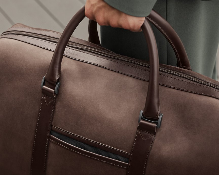 Velvety soft nubuck leather weekend bag