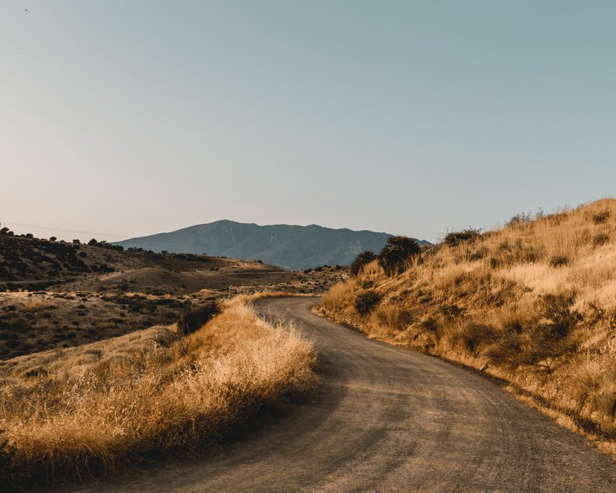 Nature trail walk in Spain during sunset golden hour