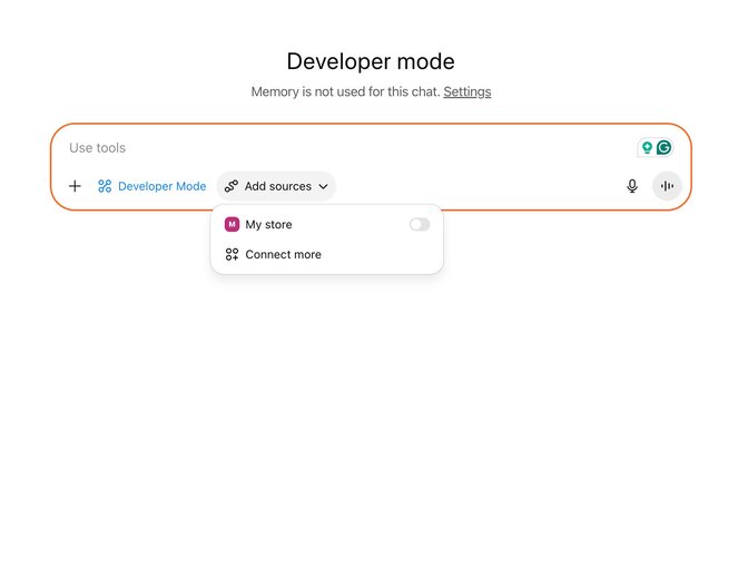 screenshot showing dev mode inside chatGPT