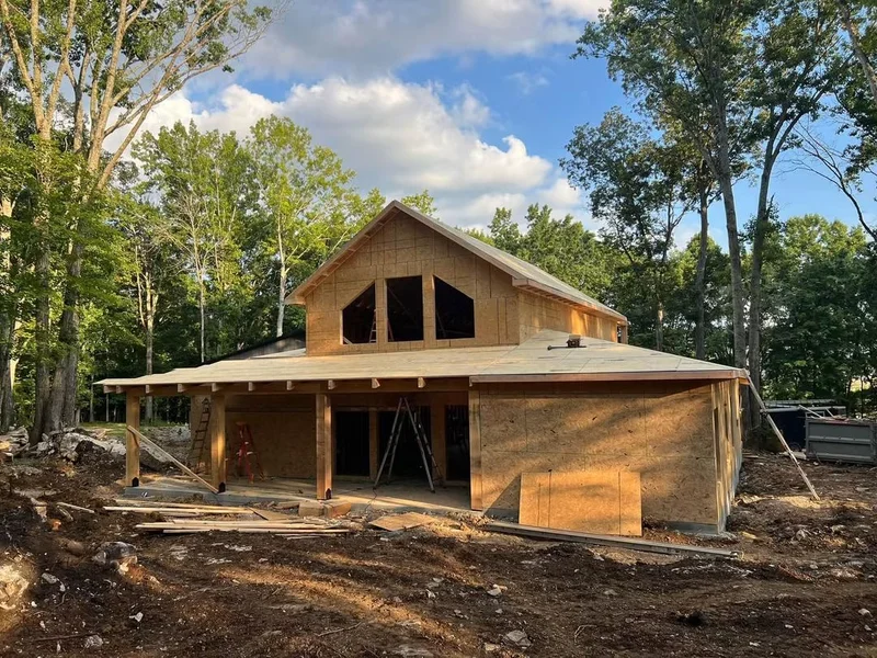 Custom home gable and porch framing