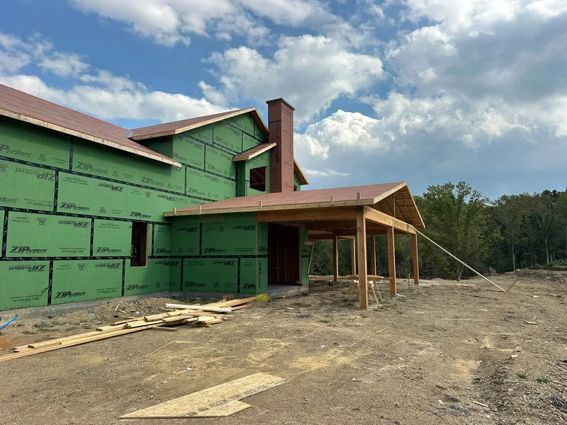 Covered porch framing and roof decking
