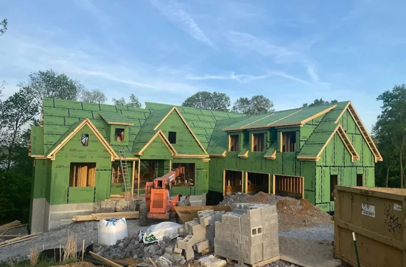 Interior wood framing and sheathing detail