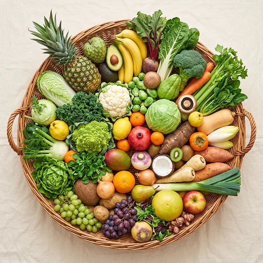 Un panier de fruits et légumes de saison de novembre