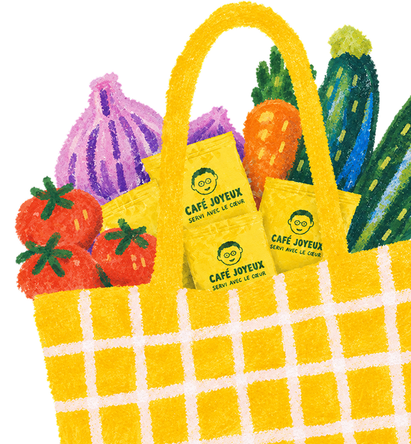 Panier de courses mon-marché.fr avec des paquets de Café Joyeux
